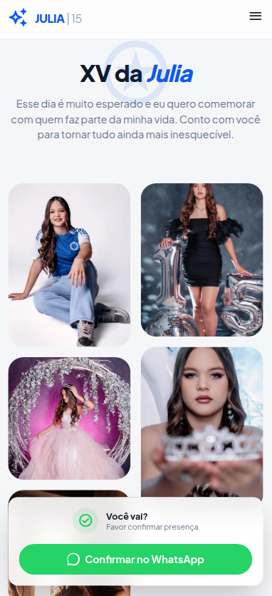 Site de convite digital — Julia faz XV